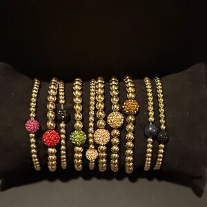 Rustic Cuff Gold Beaded Bracelet Set with Colorful Accents
